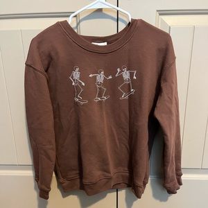 FULL TILT Girls Skeleton Skate Crew Oversized Sweatshirt